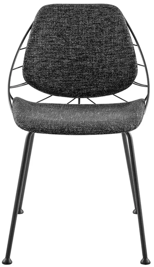 Linnea Side Chair In Black Fabric with Matte Black Frame and Legs - Set of 2