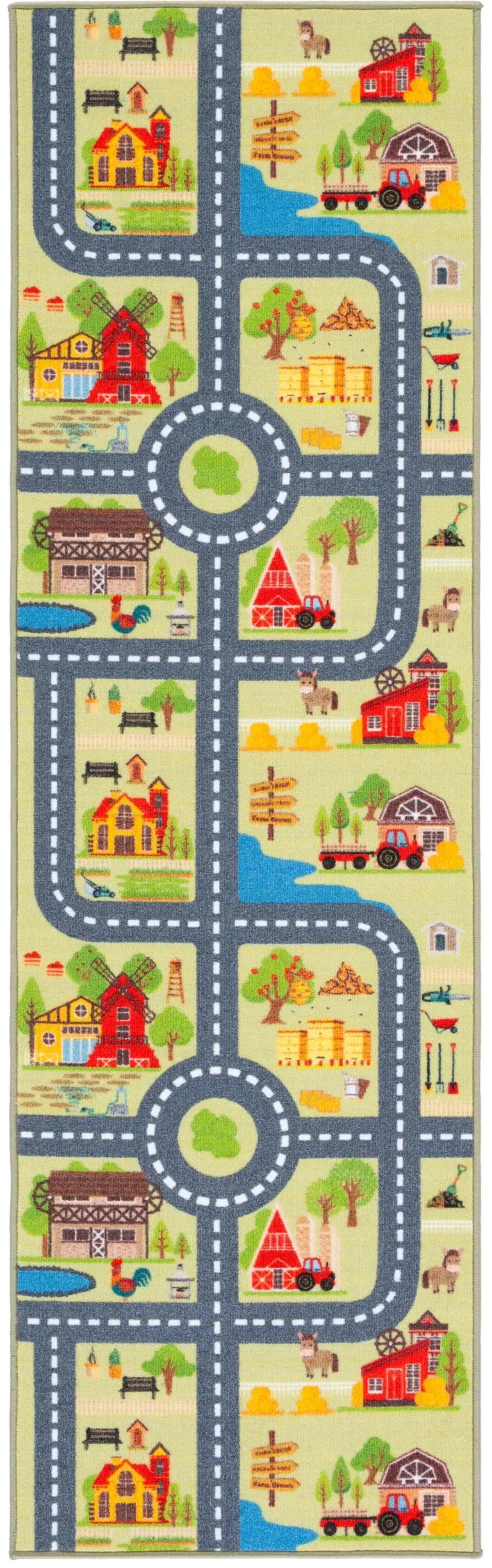 KIDS PLAYHOUSE 232 LIGHT GREEN  2'-2' x 6' Runner Rug