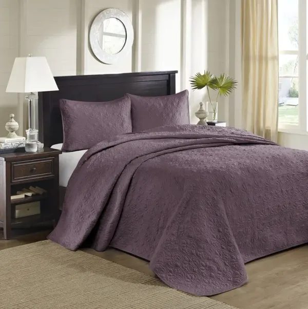 Madison Park Quebec Purple Reversible Bedspread Set