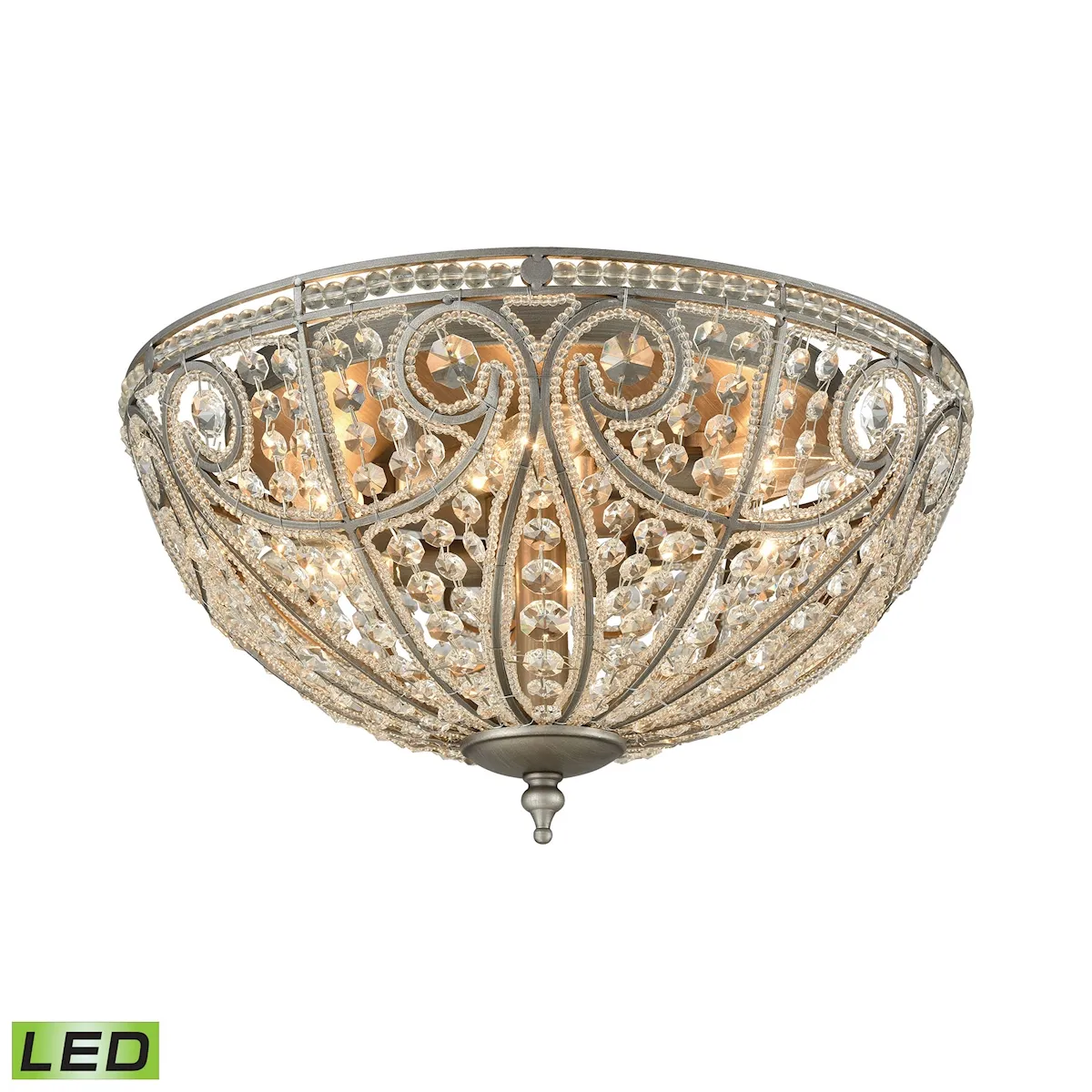 Elizabethan 17" Wide 6-Light Flush Mount - Weathered Zinc