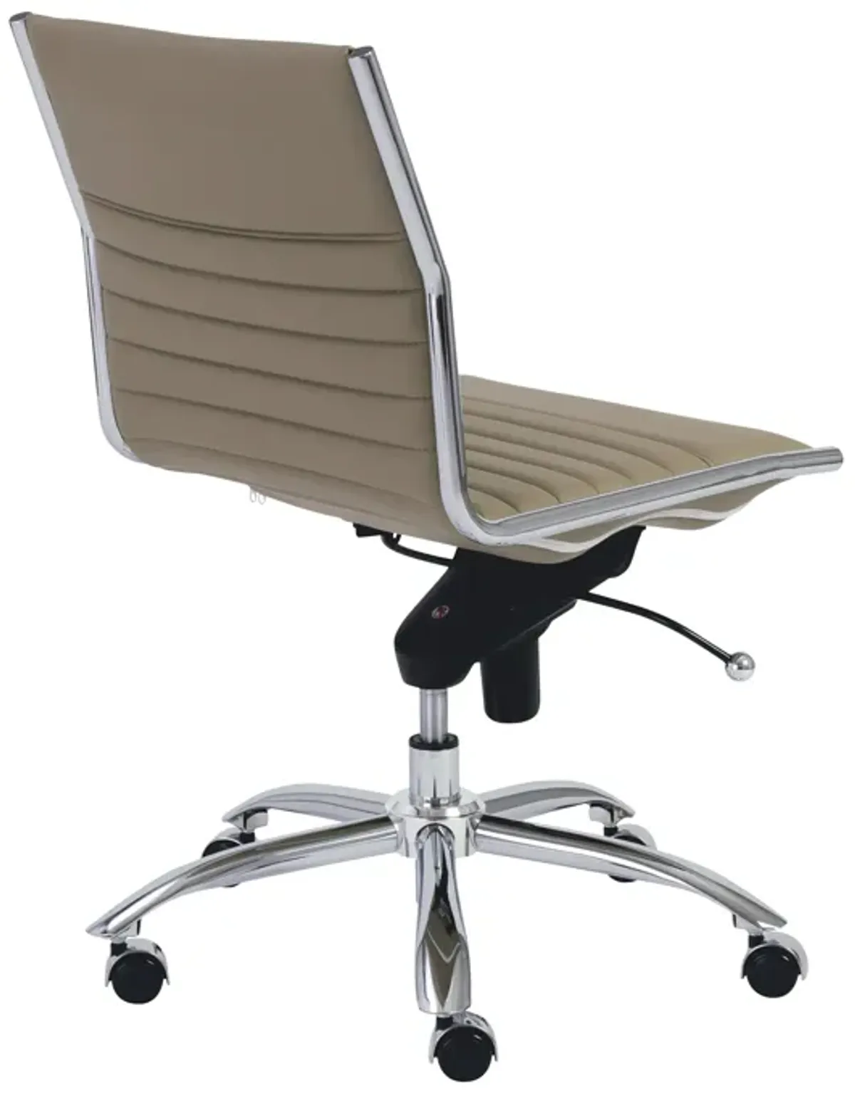 Dirk Low Back Office Chair w/o Armrests in Taupe with Chromed Steel Base