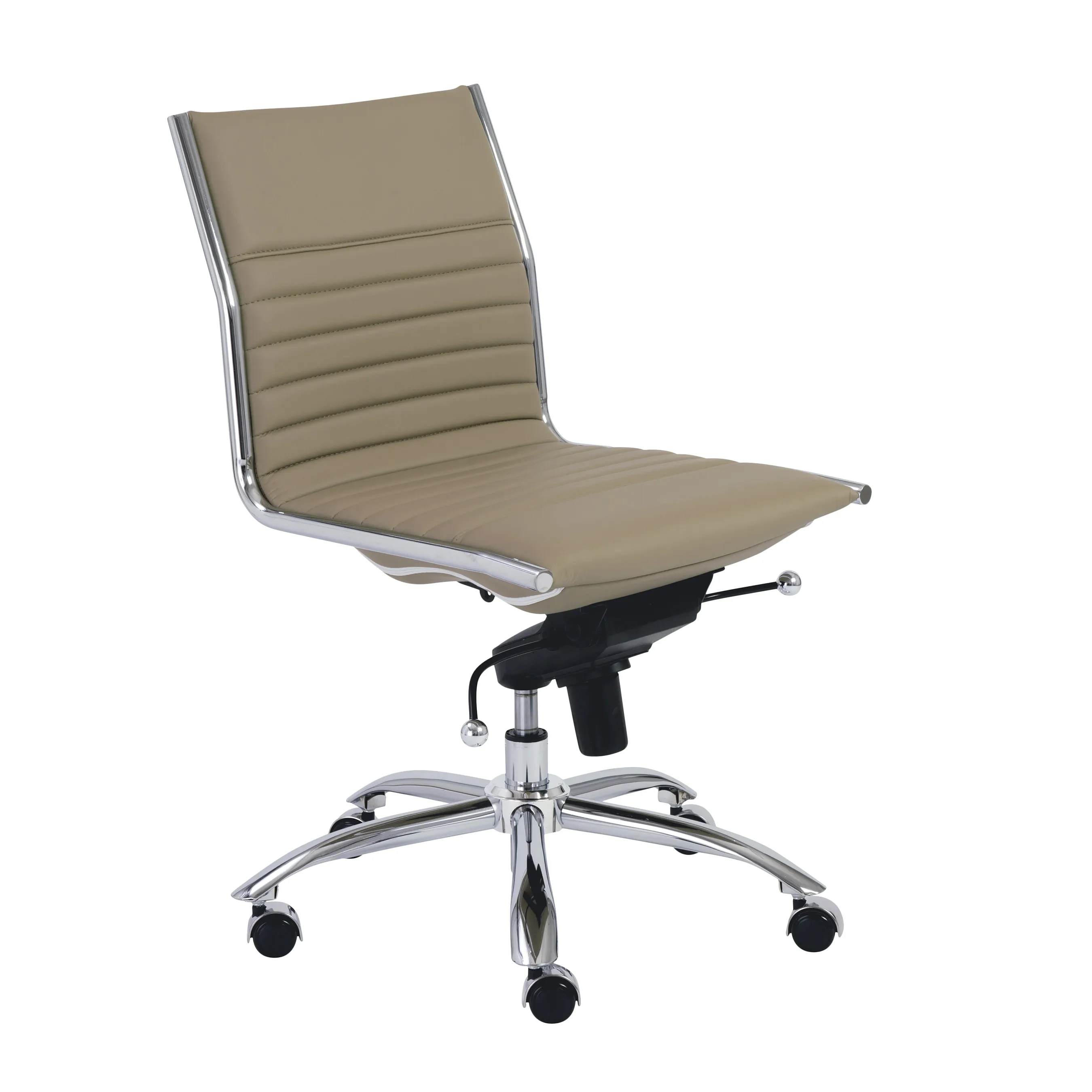 Dirk Low Back Office Chair w/o Armrests in Taupe with Chromed Steel Base