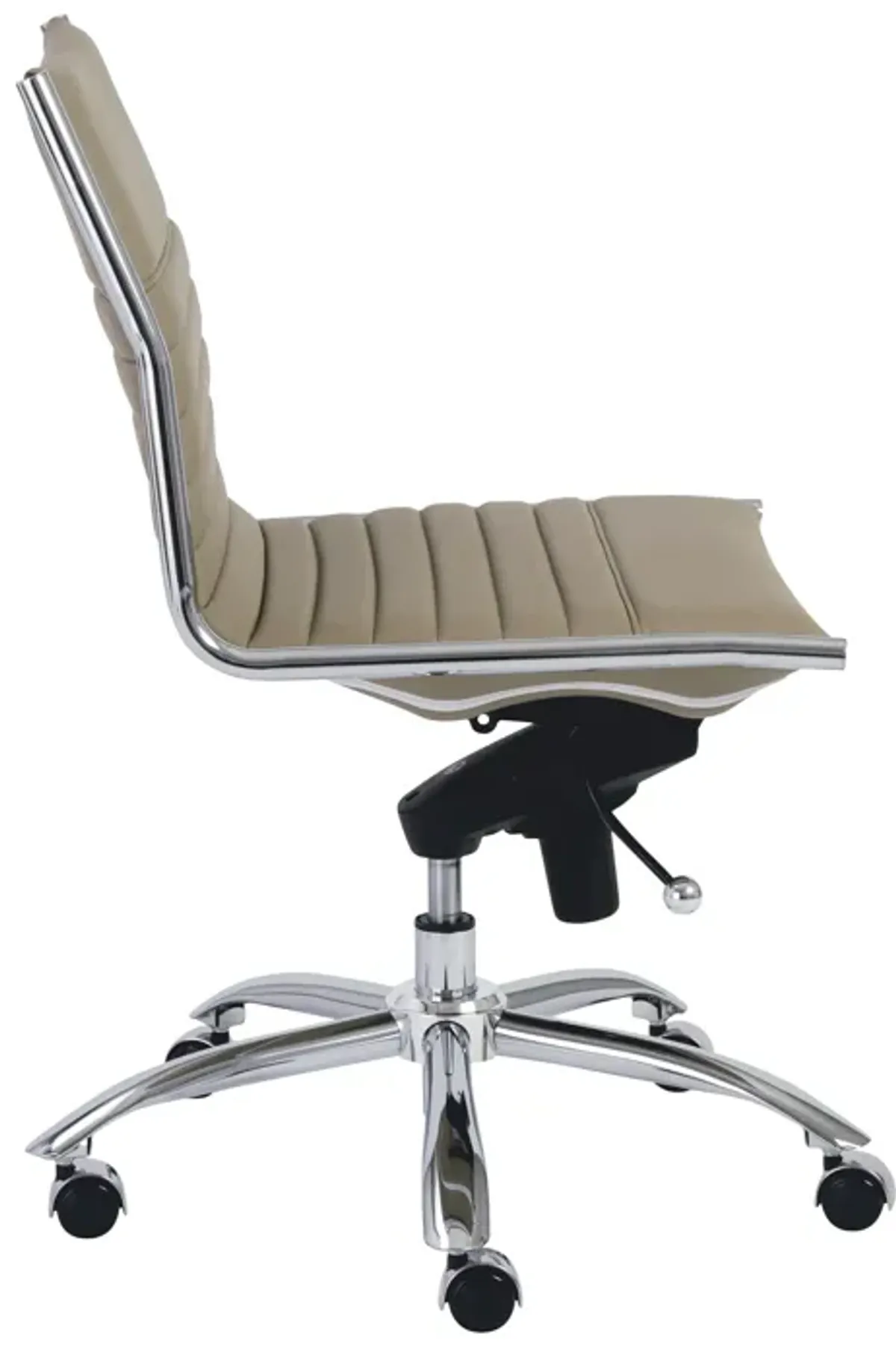 Dirk Low Back Office Chair w/o Armrests in Taupe with Chromed Steel Base