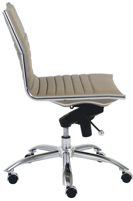 Dirk Low Back Office Chair w/o Armrests in Taupe with Chromed Steel Base