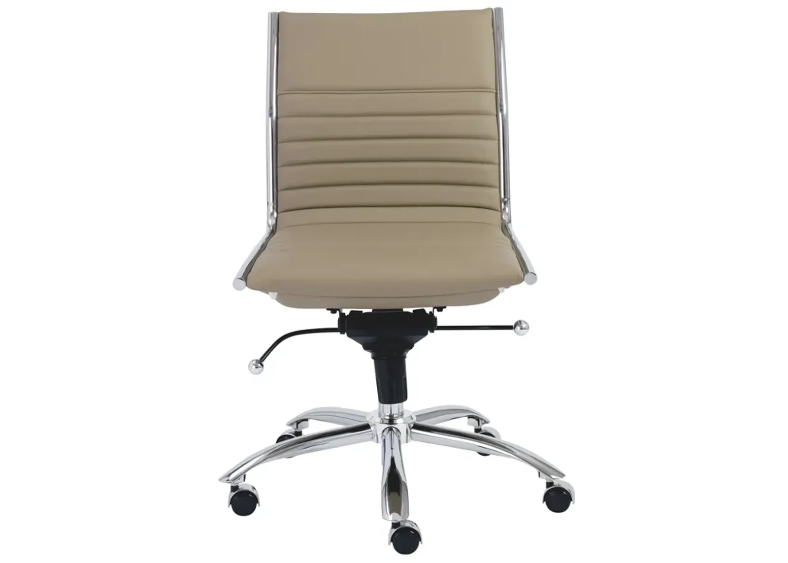 Dirk Low Back Office Chair w/o Armrests in Taupe with Chromed Steel Base