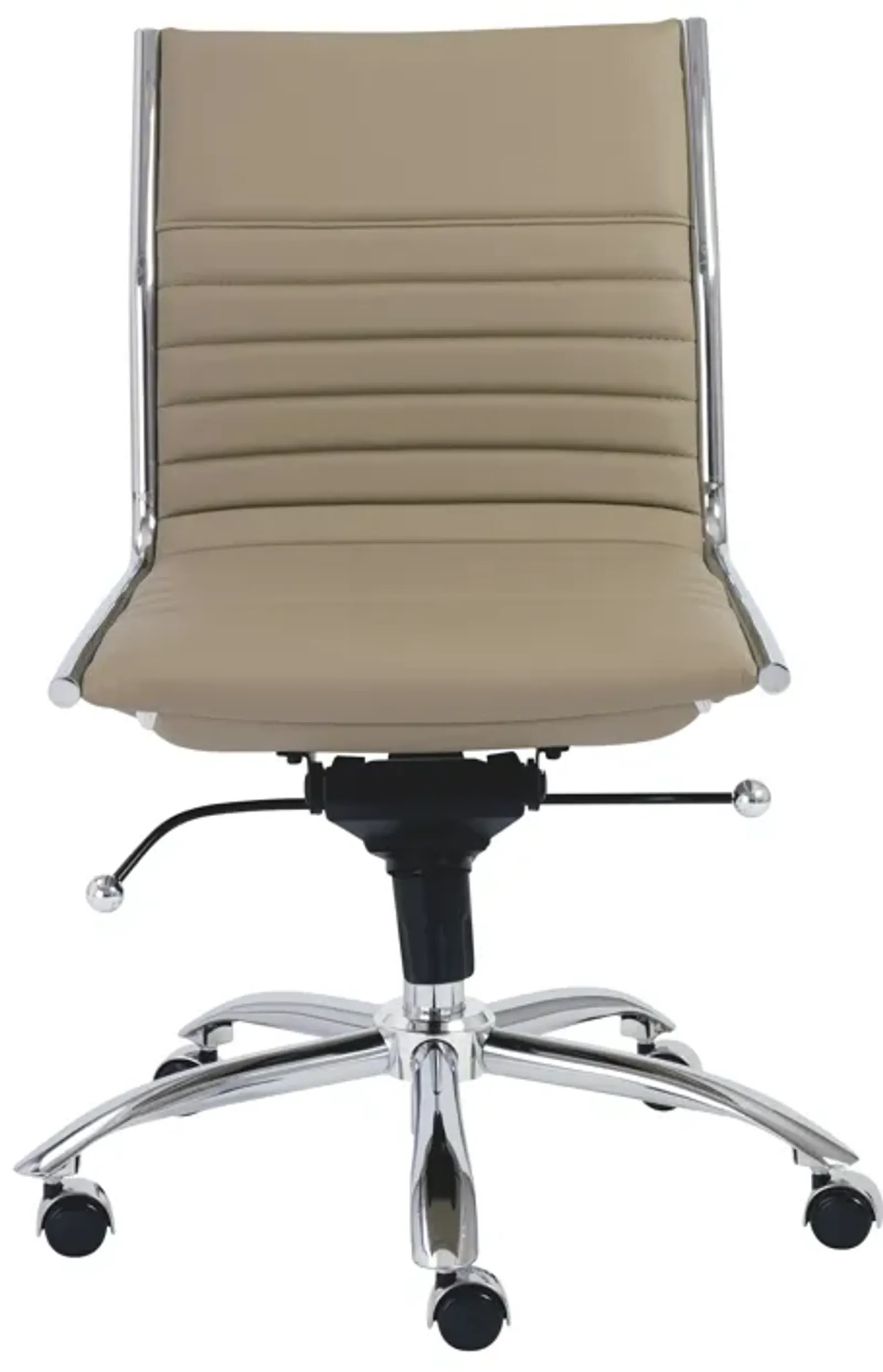 Dirk Low Back Office Chair w/o Armrests in Taupe with Chromed Steel Base