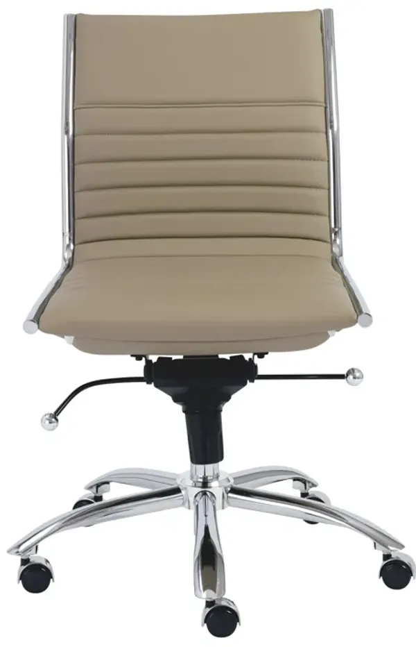 Dirk Low Back Office Chair w/o Armrests in Taupe with Chromed Steel Base