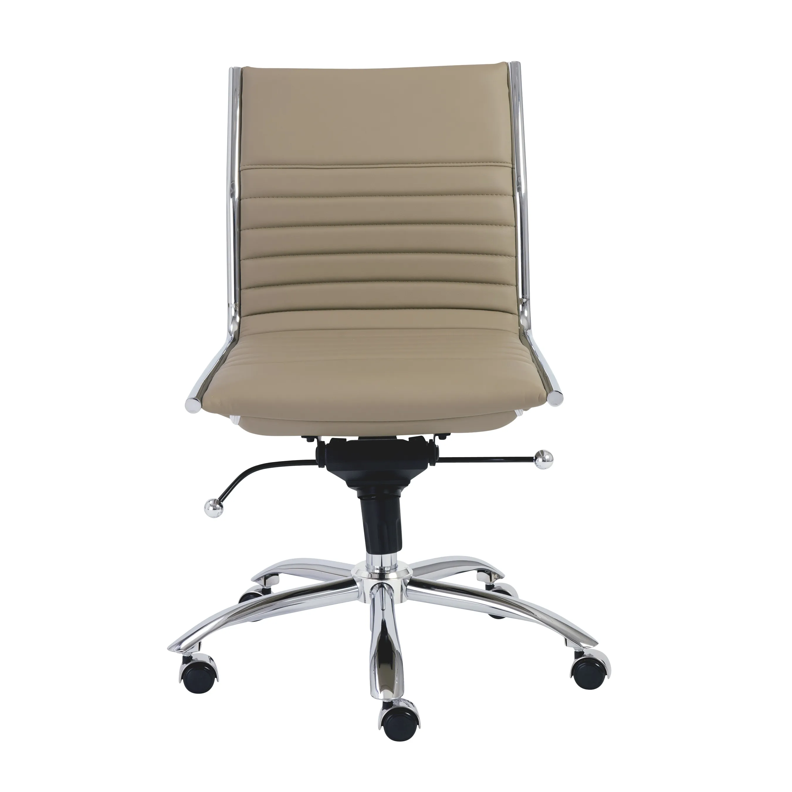 Dirk Low Back Office Chair w/o Armrests in Taupe with Chromed Steel Base