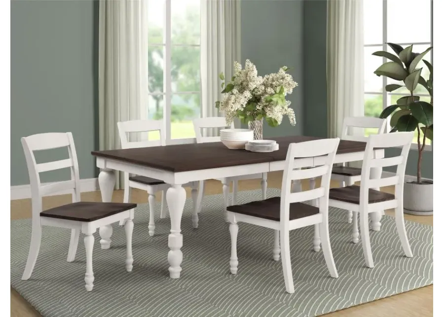 Madelyn 7-piece Rectangle Dining Set Dark Cocoa and Coastal White