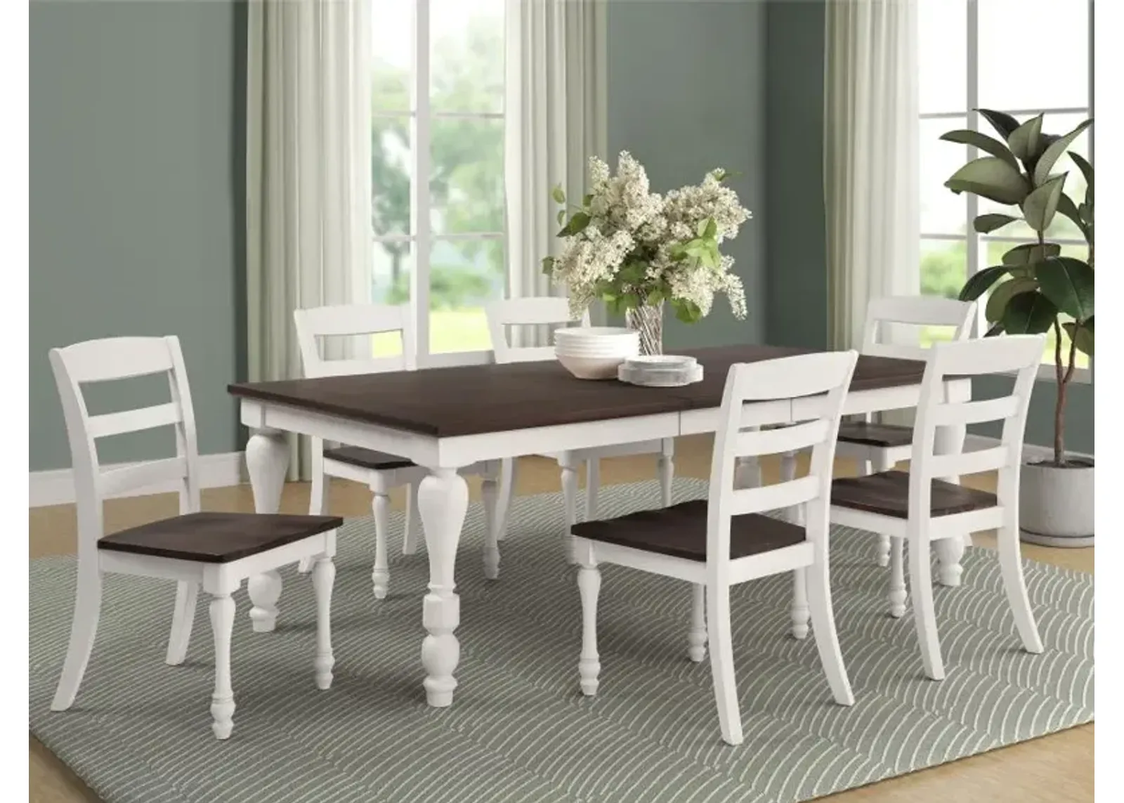 Madelyn 7-piece Rectangle Dining Set Dark Cocoa and Coastal White