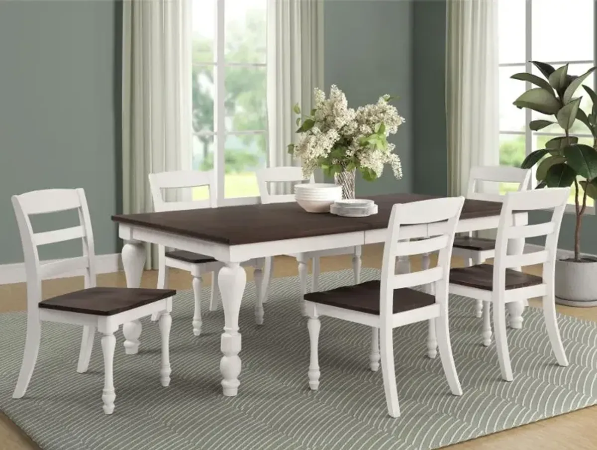 Madelyn 7-piece Rectangle Dining Set Dark Cocoa and Coastal White