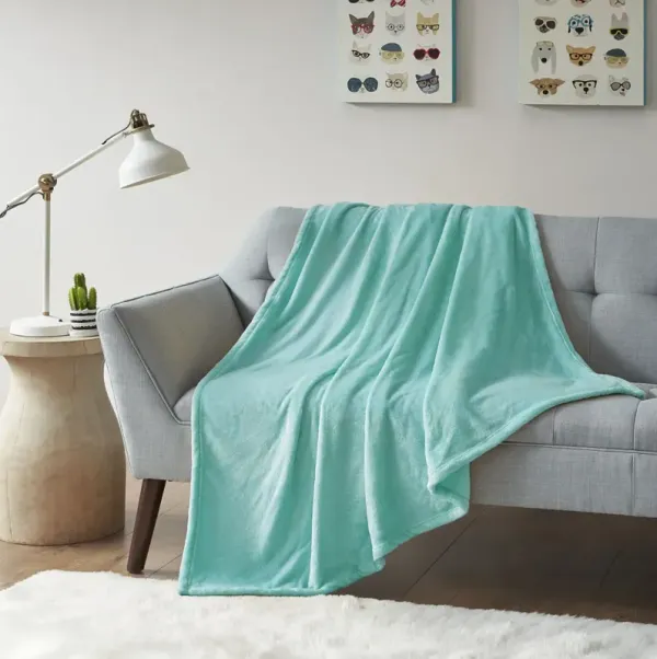 Intelligent Design Microlight Plush Aqua Oversized Throw