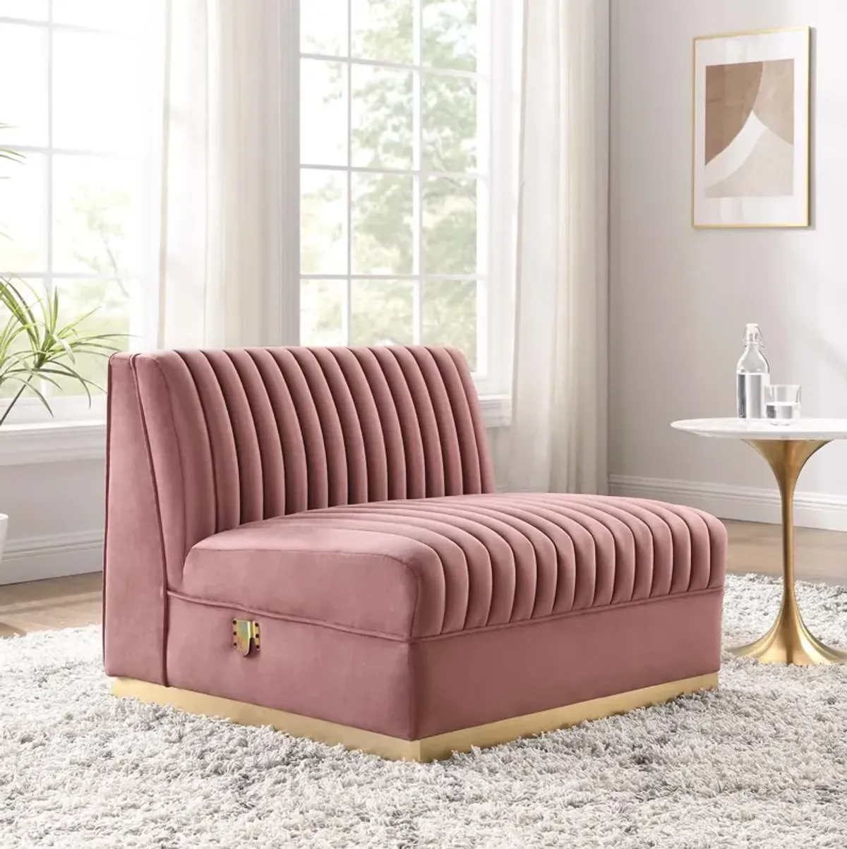 Sanguine Channel Tufted Performance Velvet Modular Sectional Armless Chair