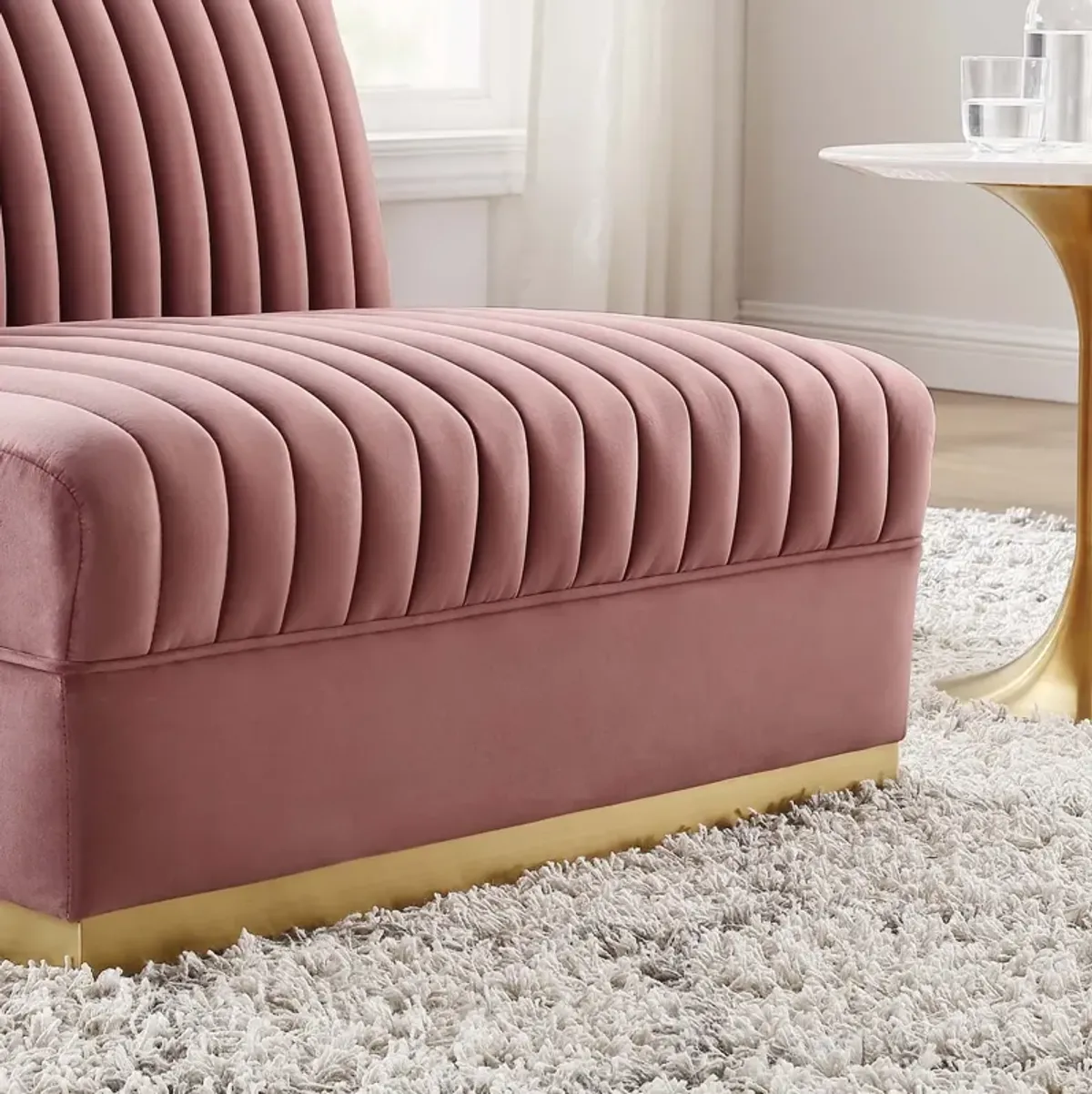 Sanguine Channel Tufted Performance Velvet Modular Sectional Armless Chair