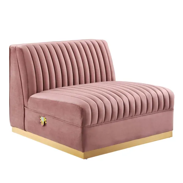 Sanguine Channel Tufted Performance Velvet Modular Sectional Armless Chair