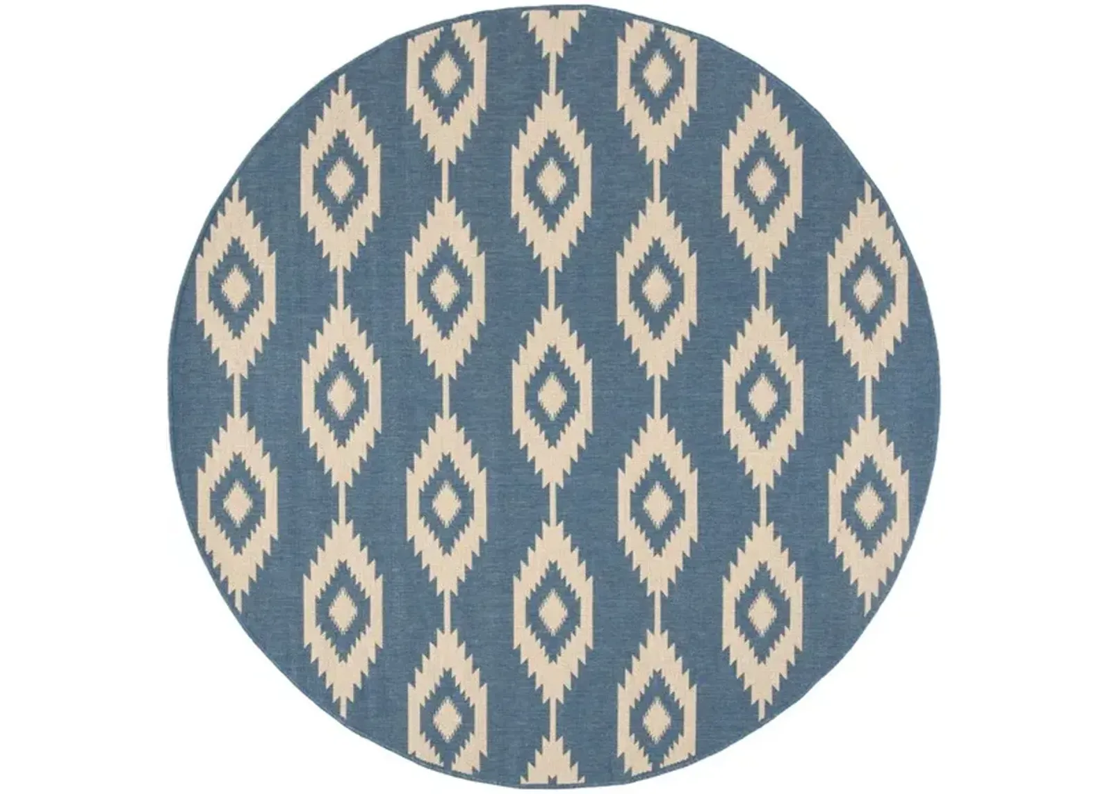 LINDEN 171 Collection LND171N-6R Cream / Blue 6'-7" X 6'-7" Round