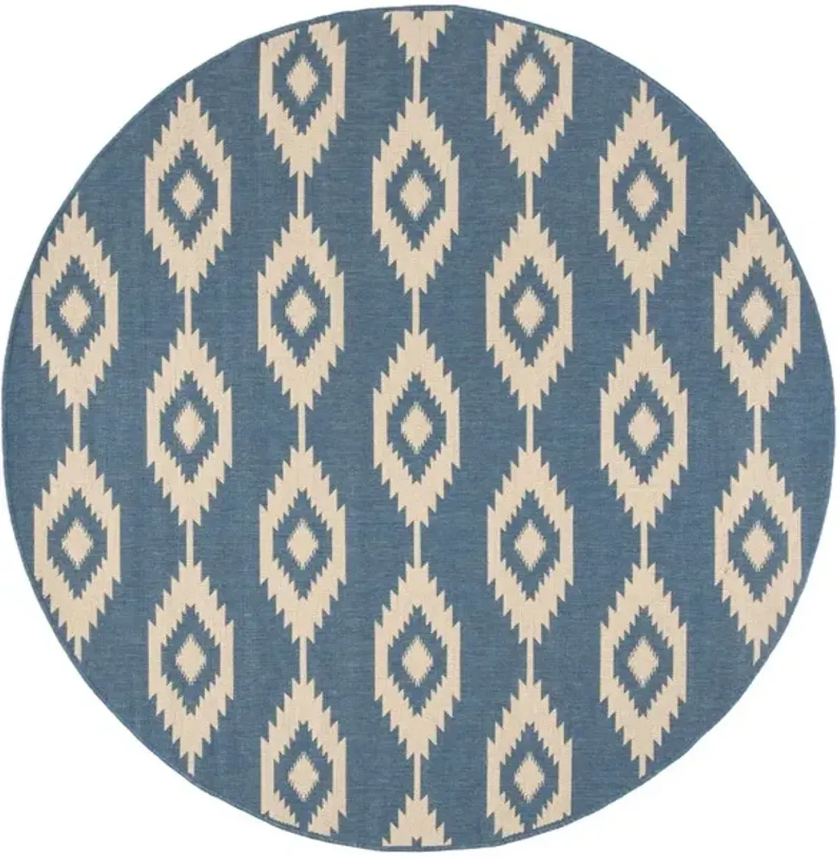 LINDEN 171 Collection LND171N-6R Cream / Blue 6'-7" X 6'-7" Round