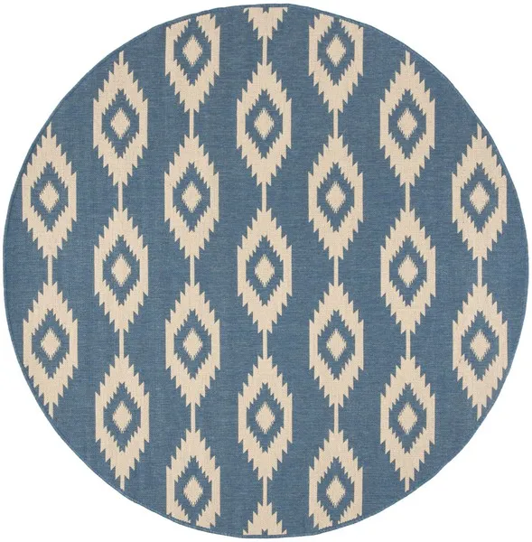 LINDEN 171 Collection LND171N-6R Cream / Blue 6'-7" X 6'-7" Round