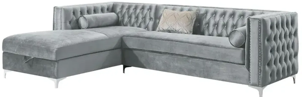 Bellaire Button-tufted Upholstered Sectional Silver