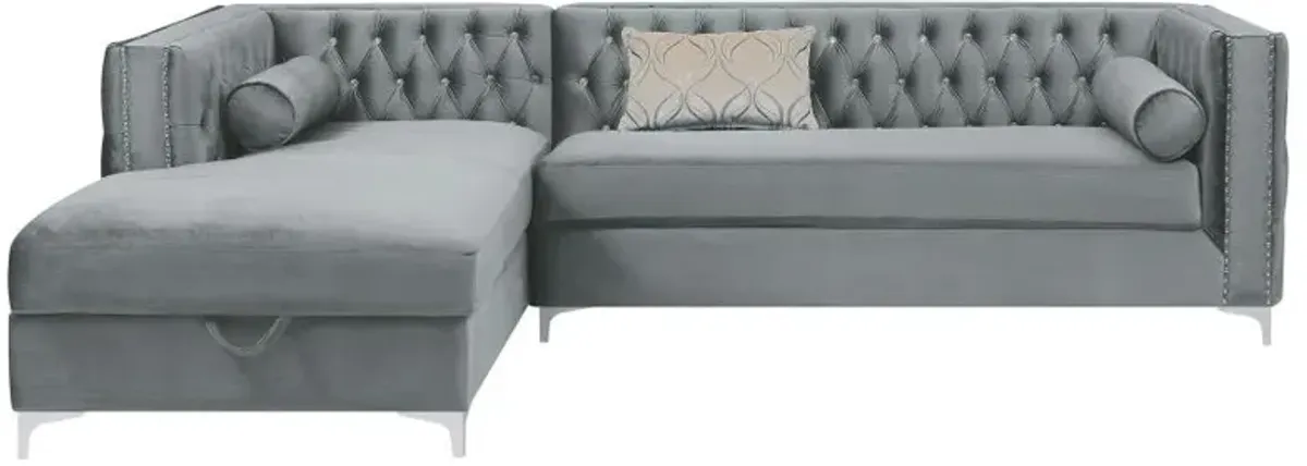 Bellaire Button-tufted Upholstered Sectional Silver