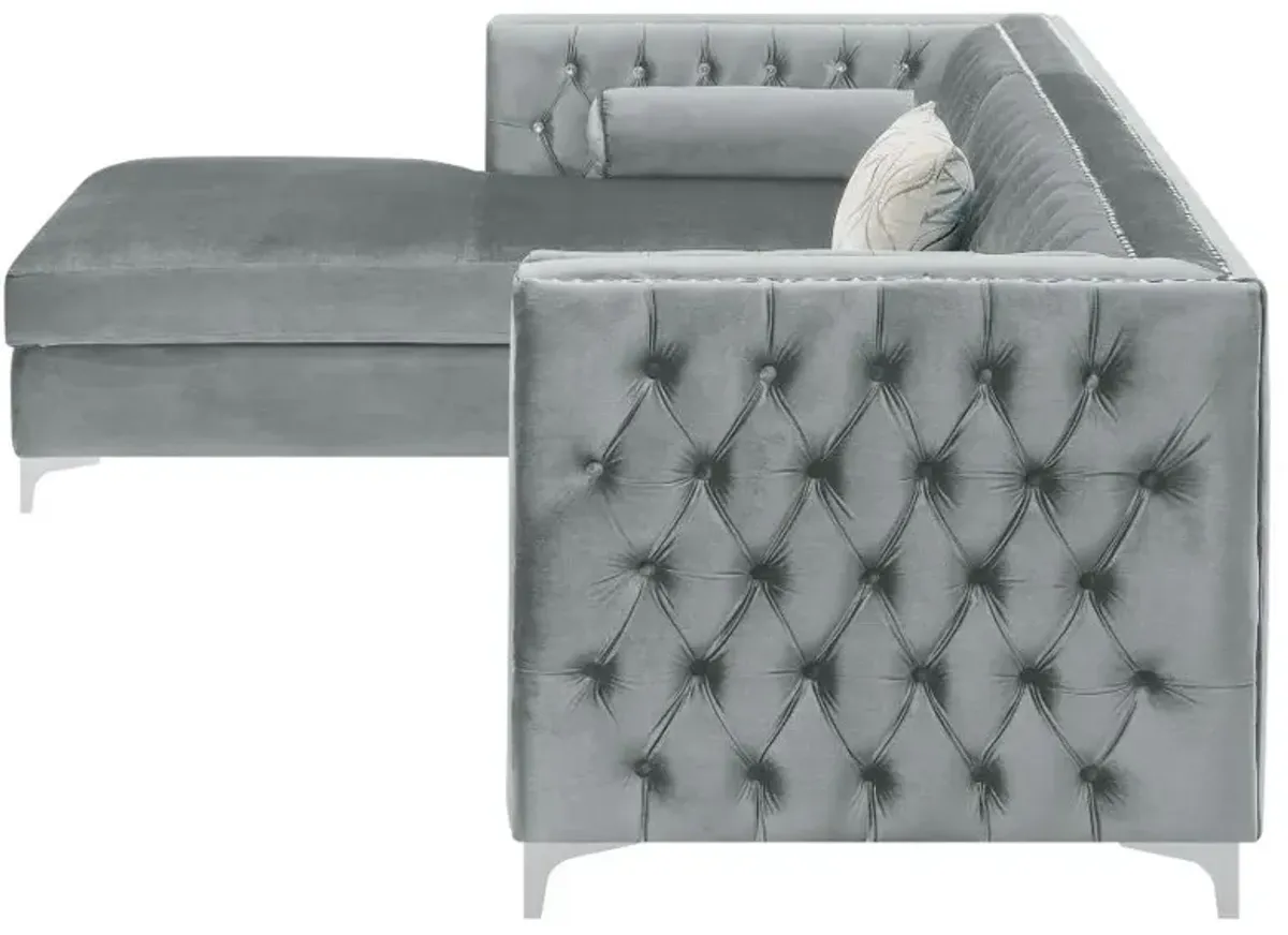 Bellaire Button-tufted Upholstered Sectional Silver