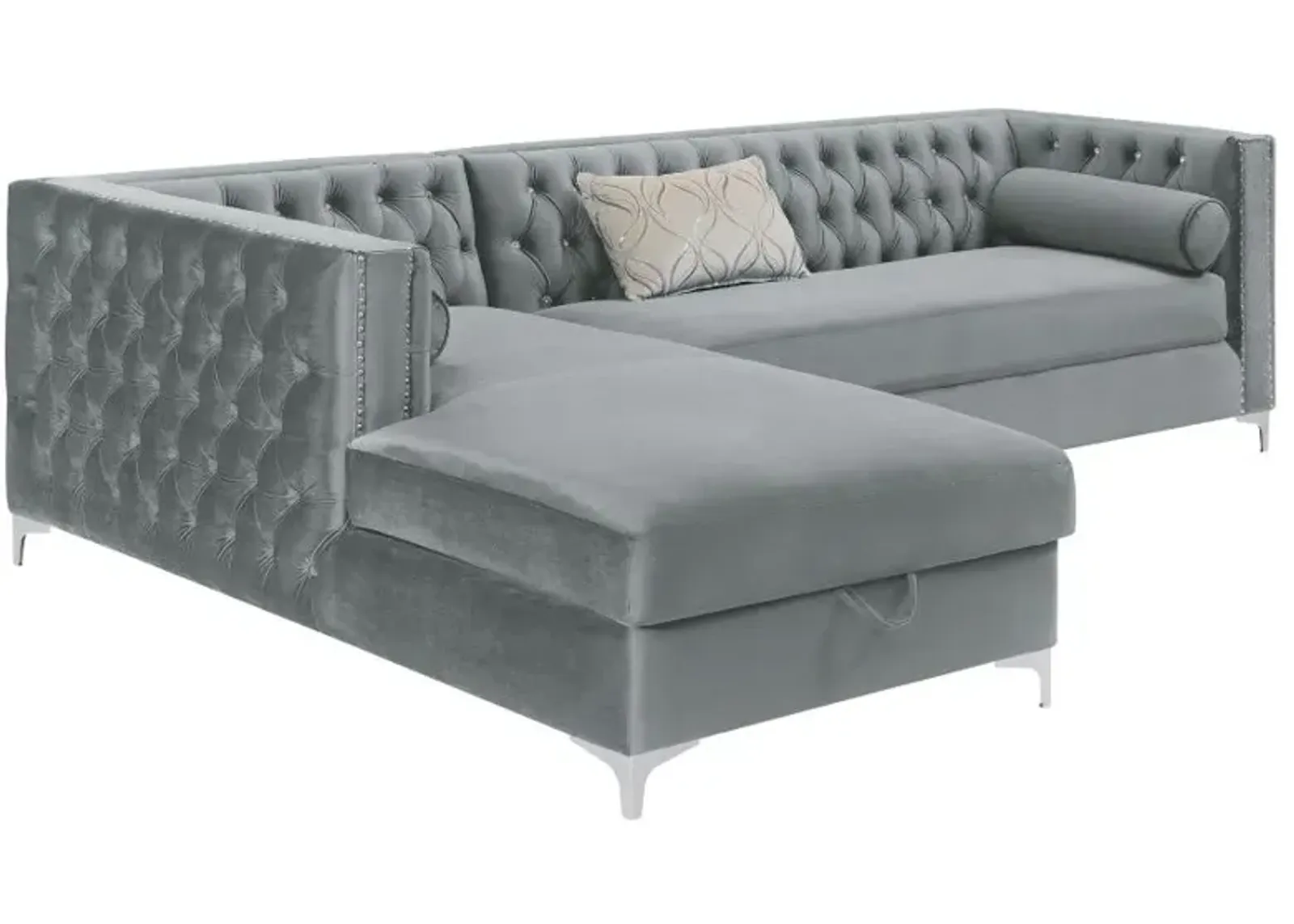 Bellaire Button-tufted Upholstered Sectional Silver