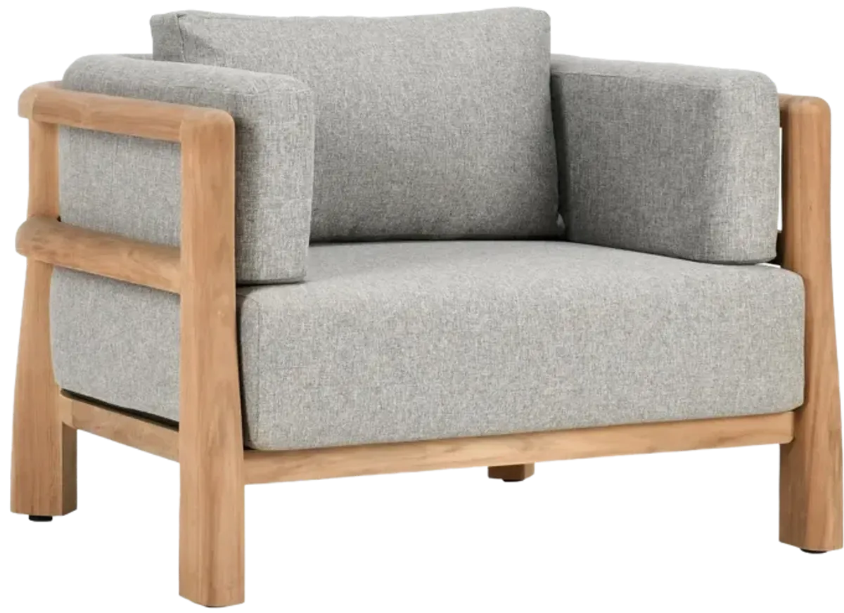 Aston Teak Wood Modern Outdoor Accent Chair in Gray