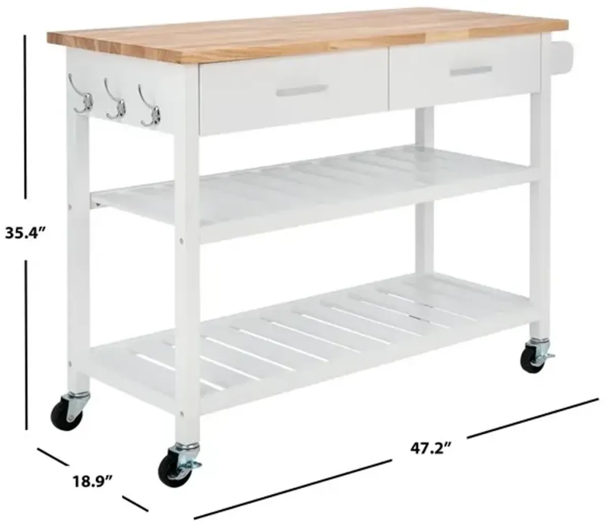 Kiko 2 Drawer 2 Shelf Kitchen Cart