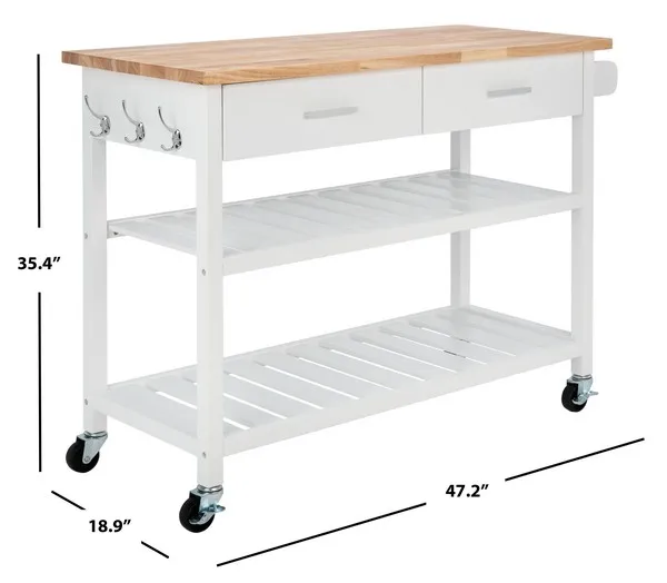 Kiko 2 Drawer 2 Shelf Kitchen Cart