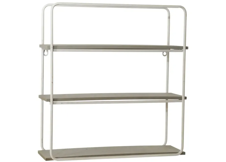 Metal/wood 3 Tier Wall Shelf, Gray/white