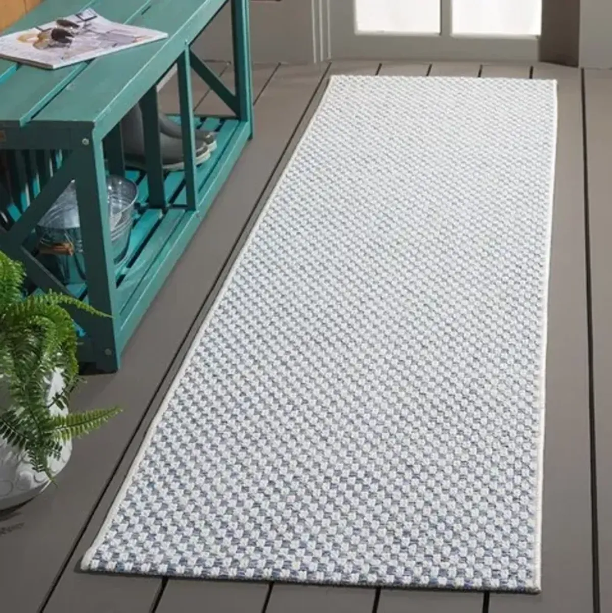 SISAL ALL-WEATHER 460 Blue  2'-2' X 8' Runner Rug