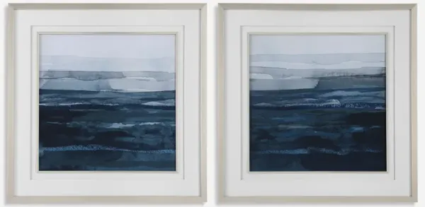 Rising Blue Abstract Framed Prints, Set/2