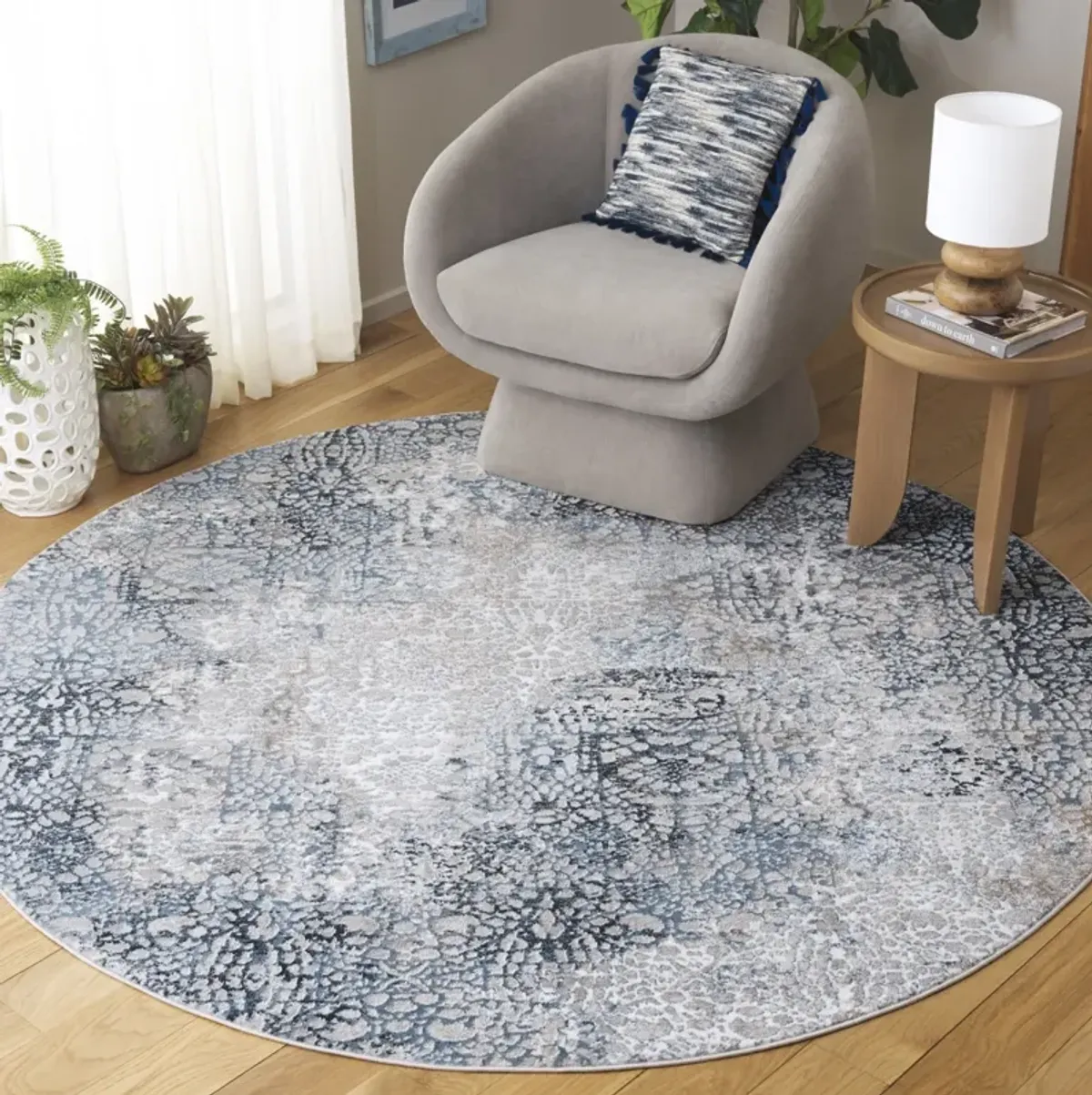 PARKER 116 BLUE  6'-7' x 6'-7' Round Round Rug