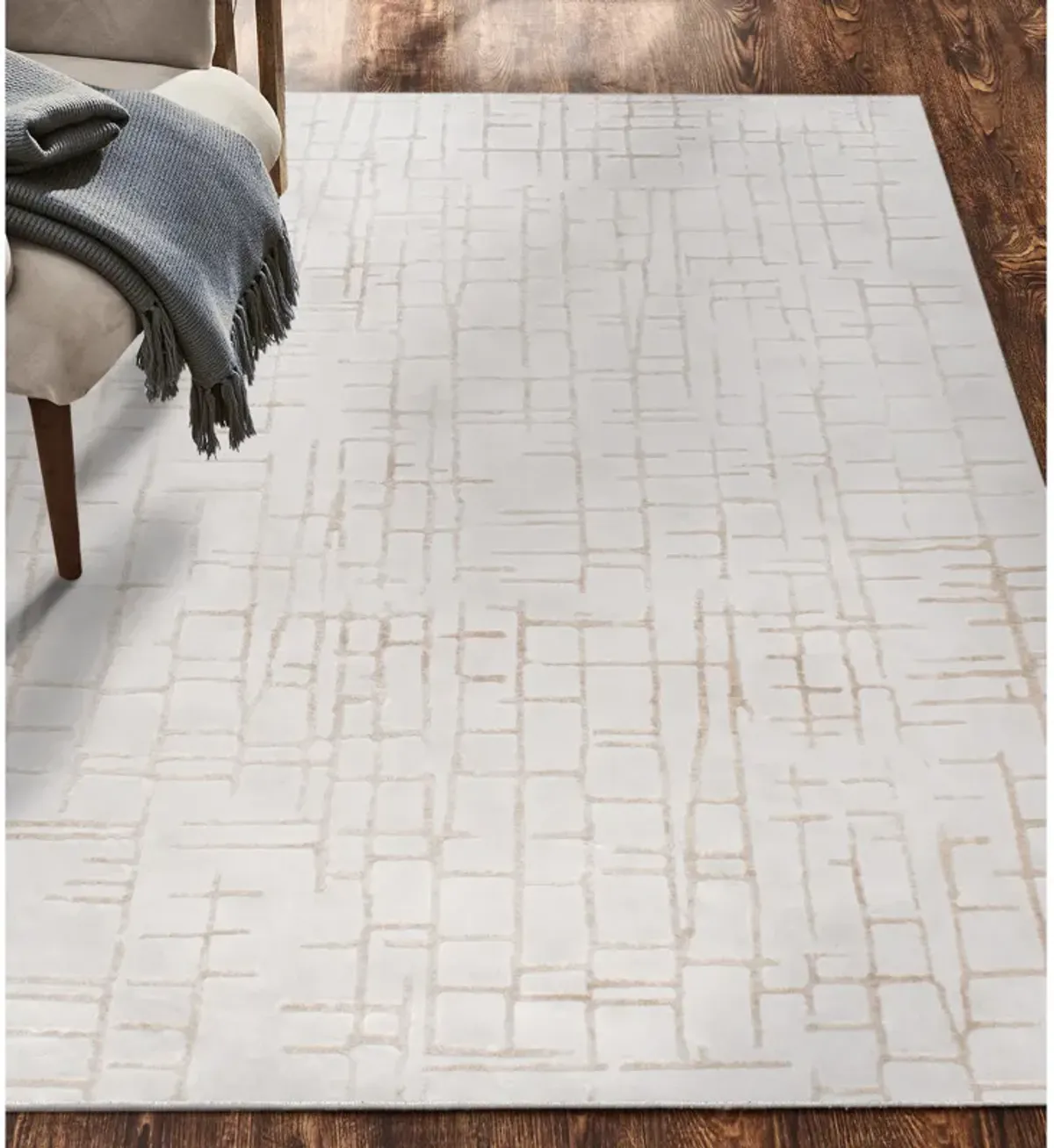 ARIELLA Grey/Beige Rectangle 5'3" x 7'3" ft  Rug