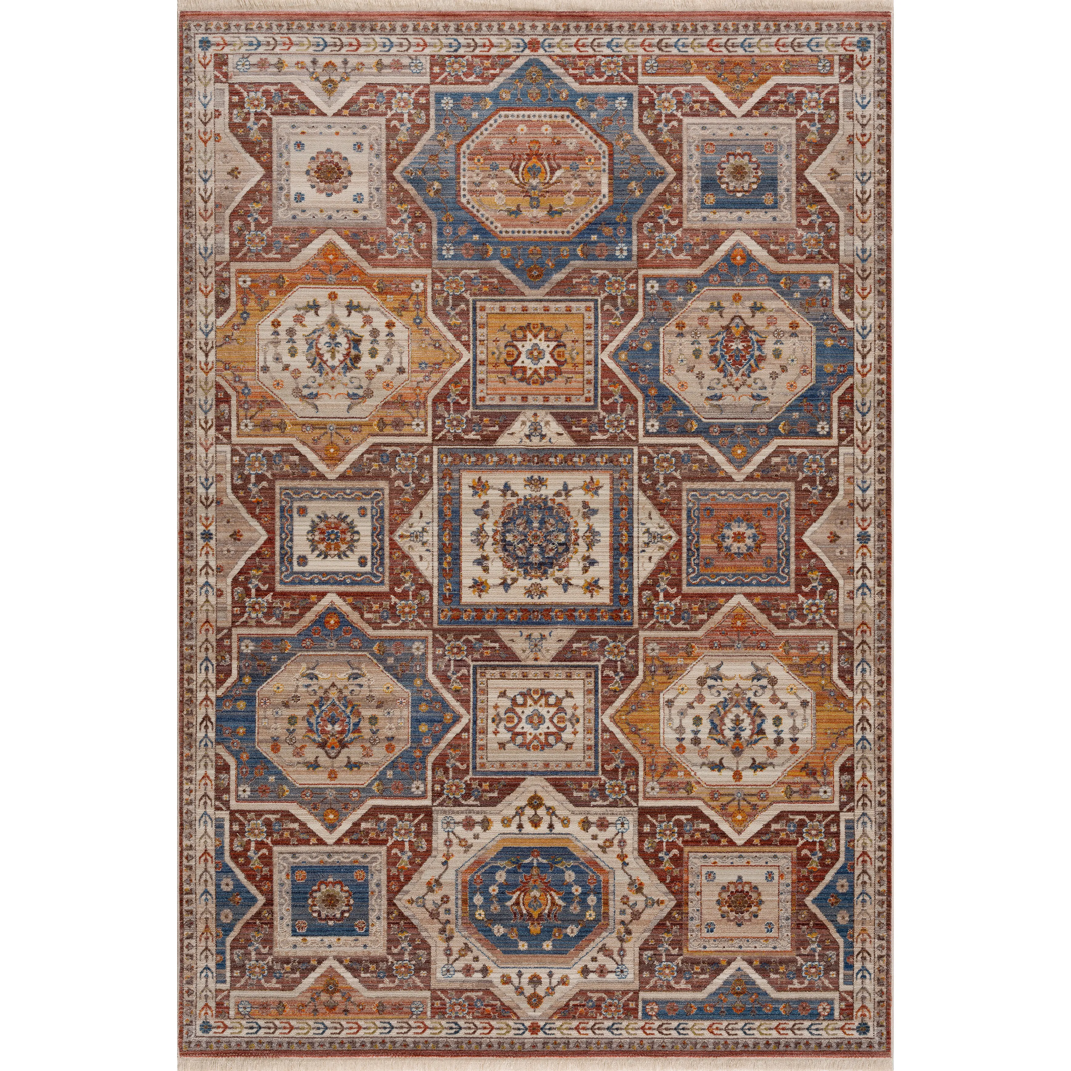 Hana Rustic Vintage Southwestern Floral Area Rug 7'9" x 10'