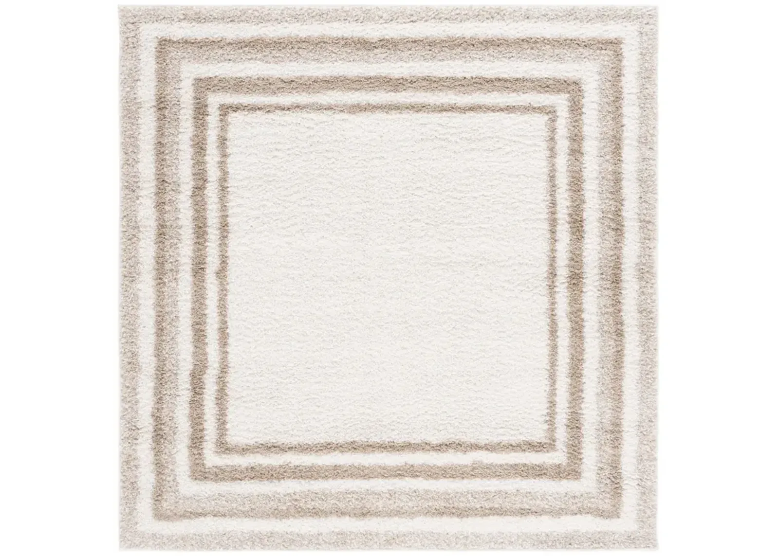 BORDER & STRIPE SHAG 251 Beige 6'-7' X 6'-7' Square Square Rug