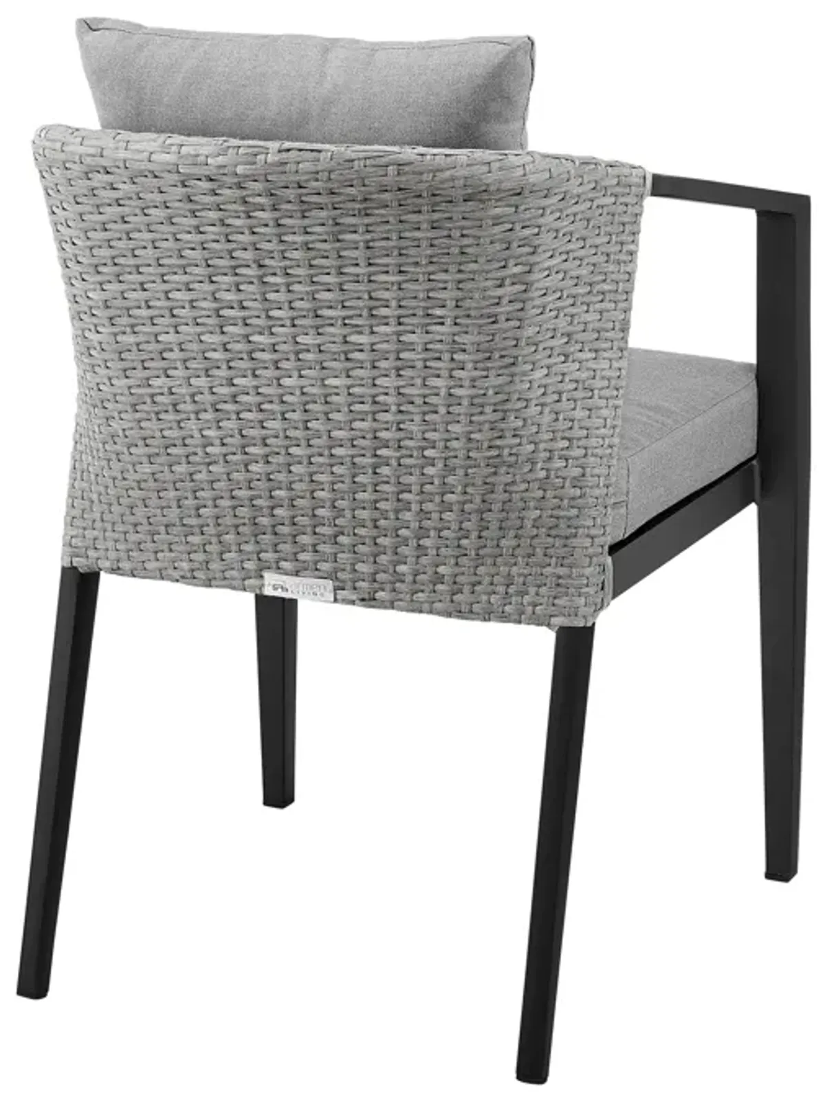 Palma Outdoor Patio Dining Chairs in Aluminum and Wicker with Grey Cushions - Set of 2