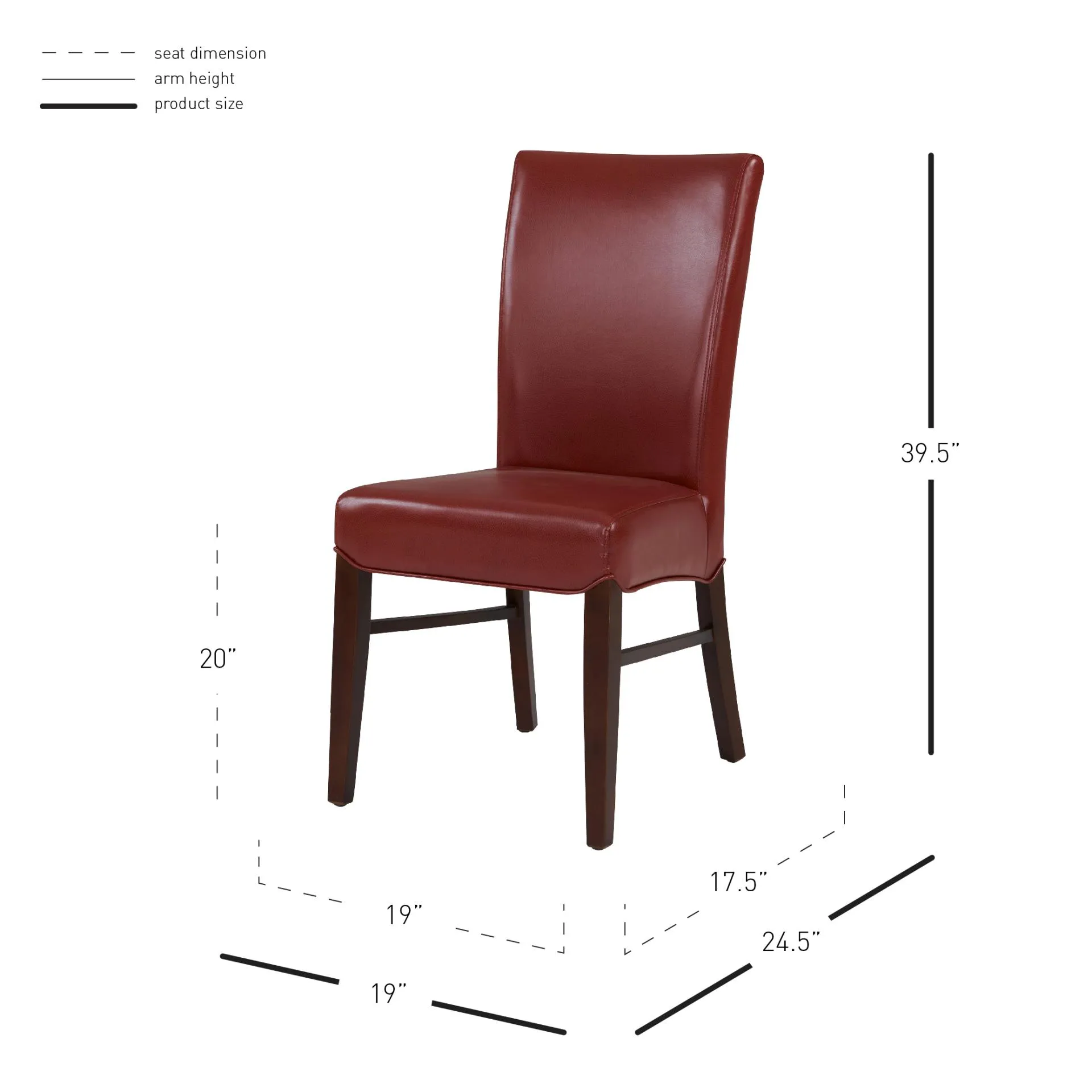 Milton Bonded Leather Dining Side Chair, Pomegranate (Set of 2)