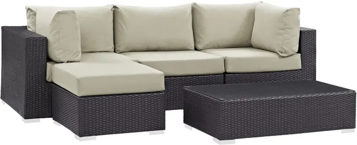 Convene 5 Piece Outdoor Patio Sectional Set