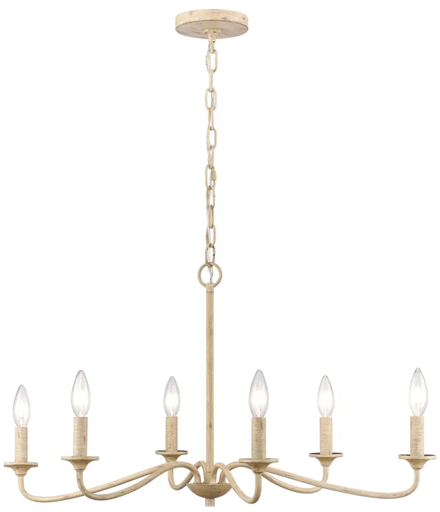 Ellisville 30'' Wide 6-Light Chandelier - Antique Cream