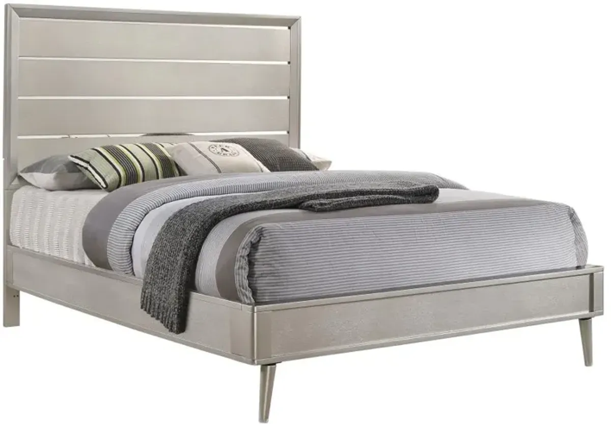 Ramon Eastern King Panel Bed Metallic Sterling