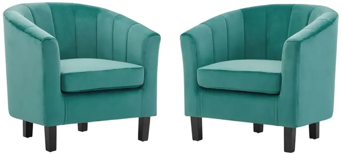 Prospect Channel Tufted Performance Velvet Armchair Set of 2