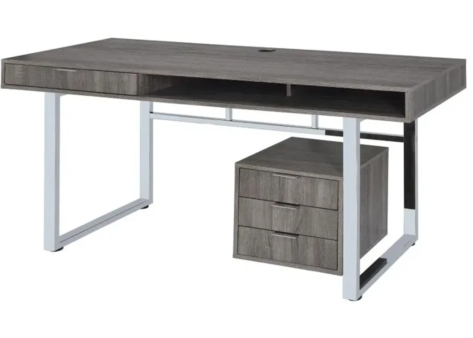 Whitman 4-drawer Writing Desk Weathered Grey