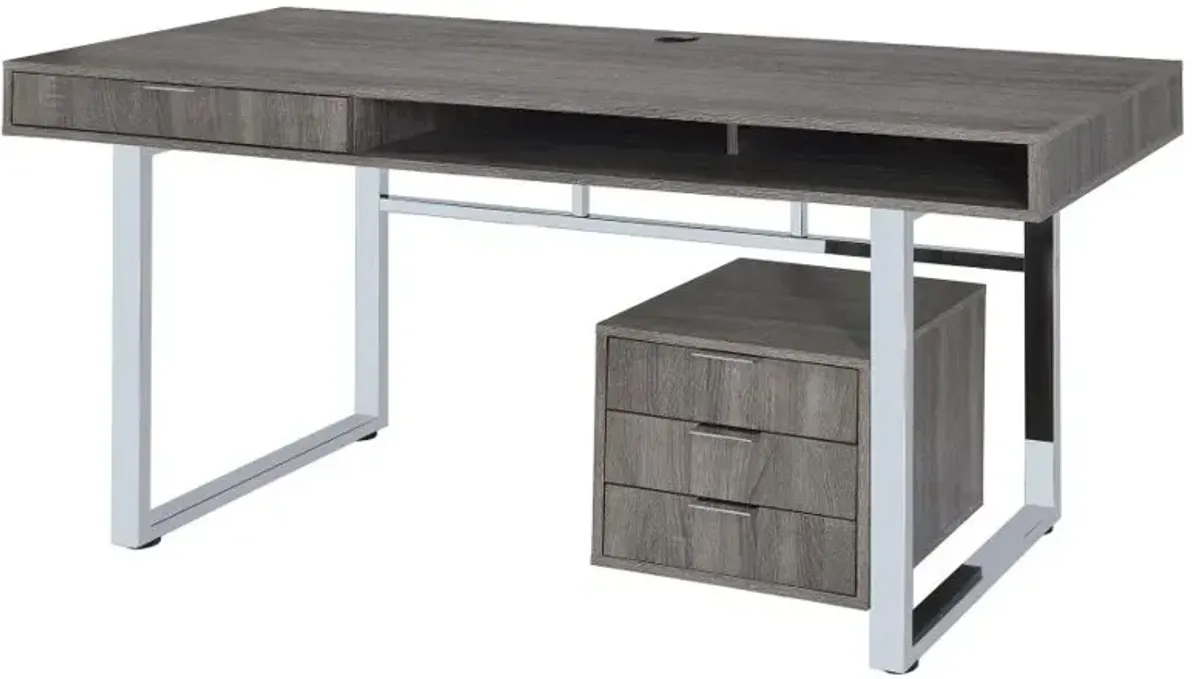 Whitman 4-drawer Writing Desk Weathered Grey