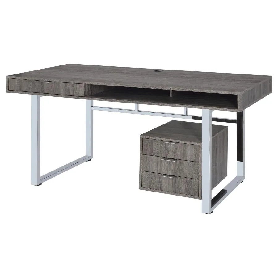 Whitman 4-drawer Writing Desk Weathered Grey