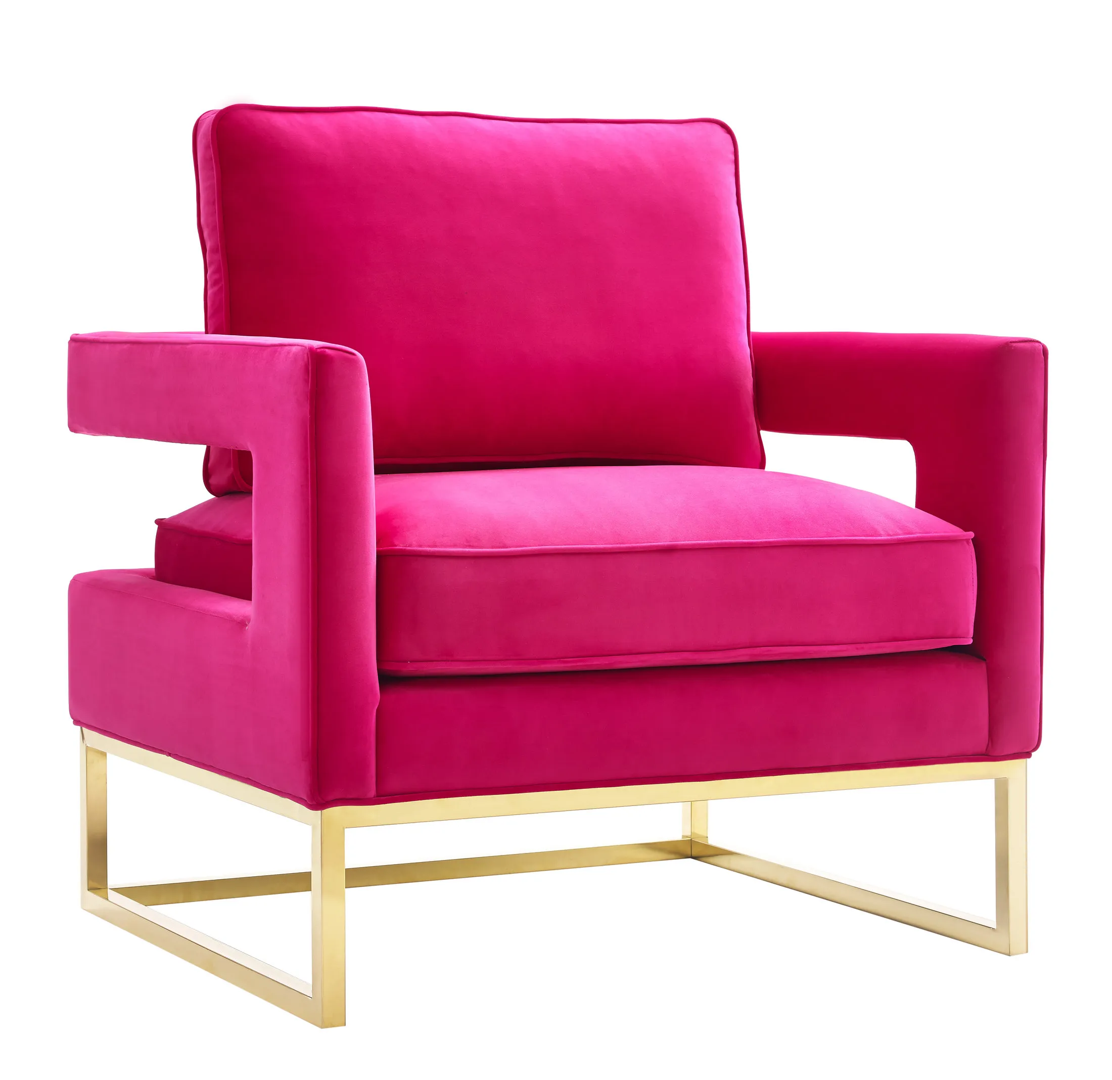 avery pink velvet chair with polished gold base