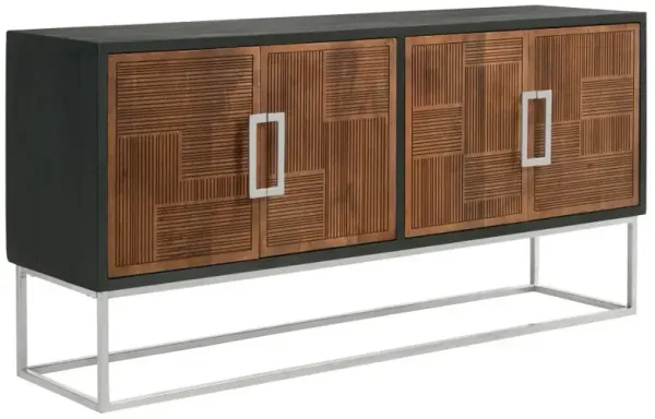Borman 4-door Wooden Accent Cabinet Walnut and Black