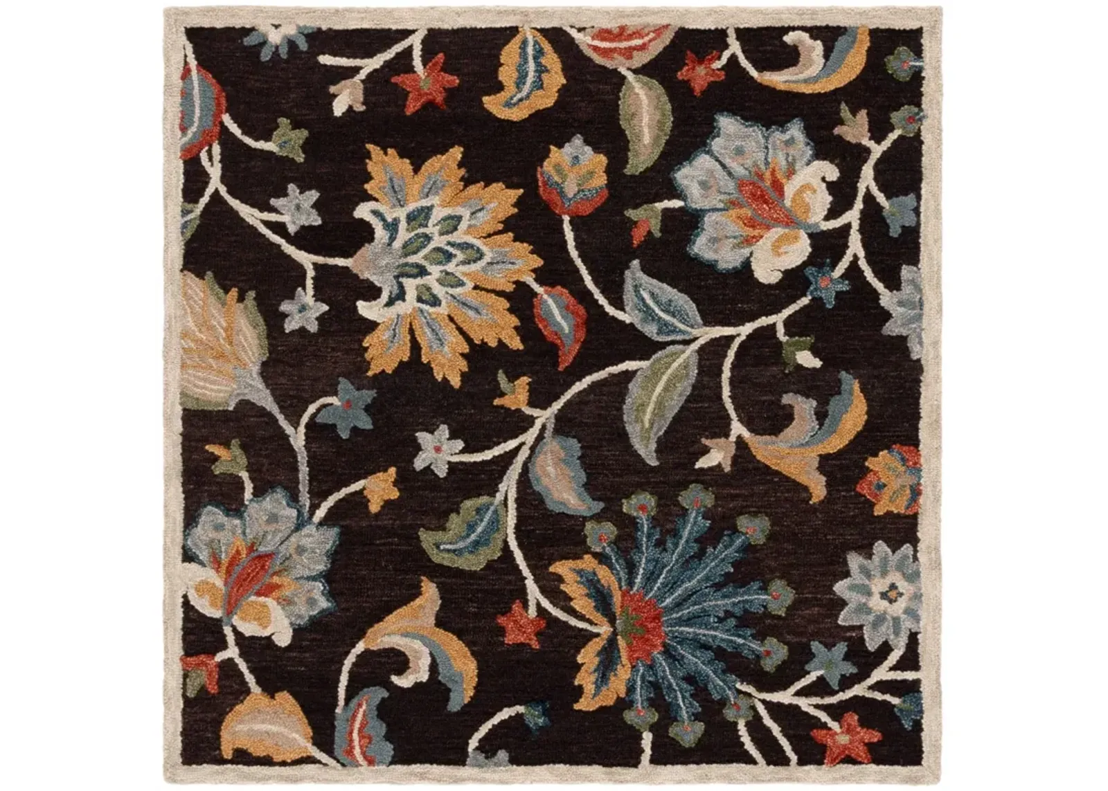 BLOSSOM 568 BROWN  6' x 6' Square Square Rug