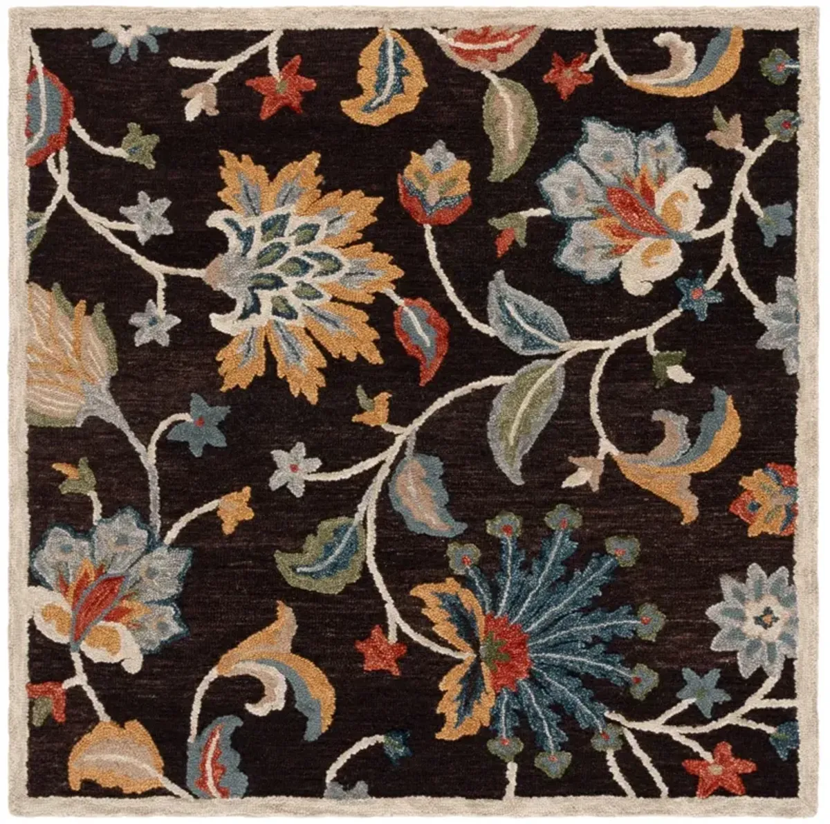 BLOSSOM 568 BROWN  6' x 6' Square Square Rug