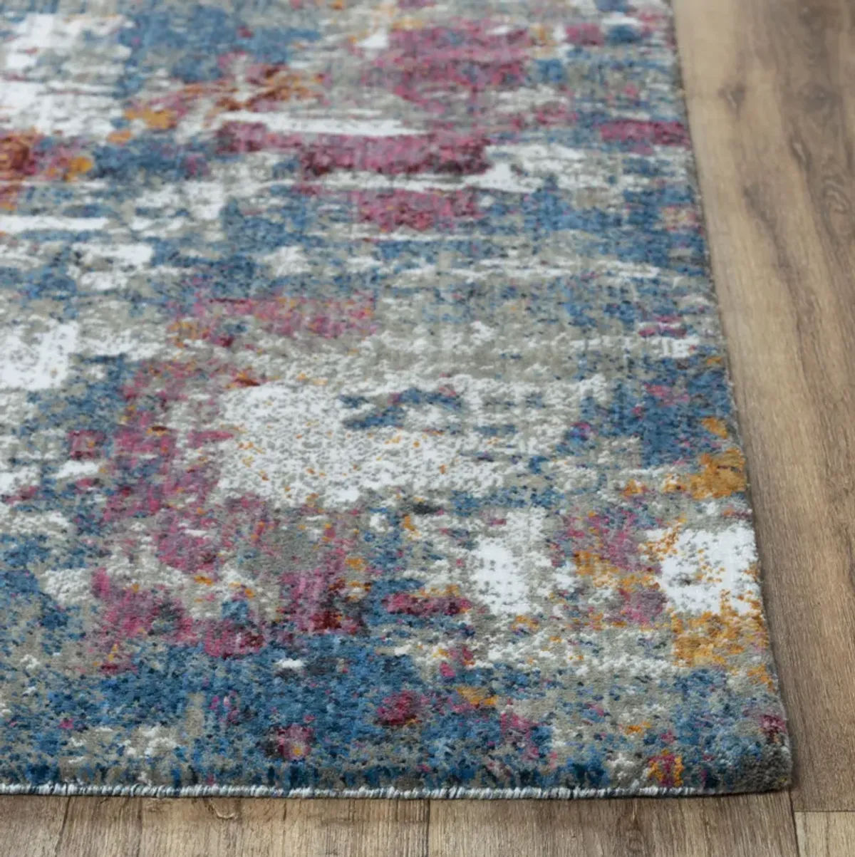 Signature Gray/Blue  Recycled Polyester 2'6" x 8' Runner Rug